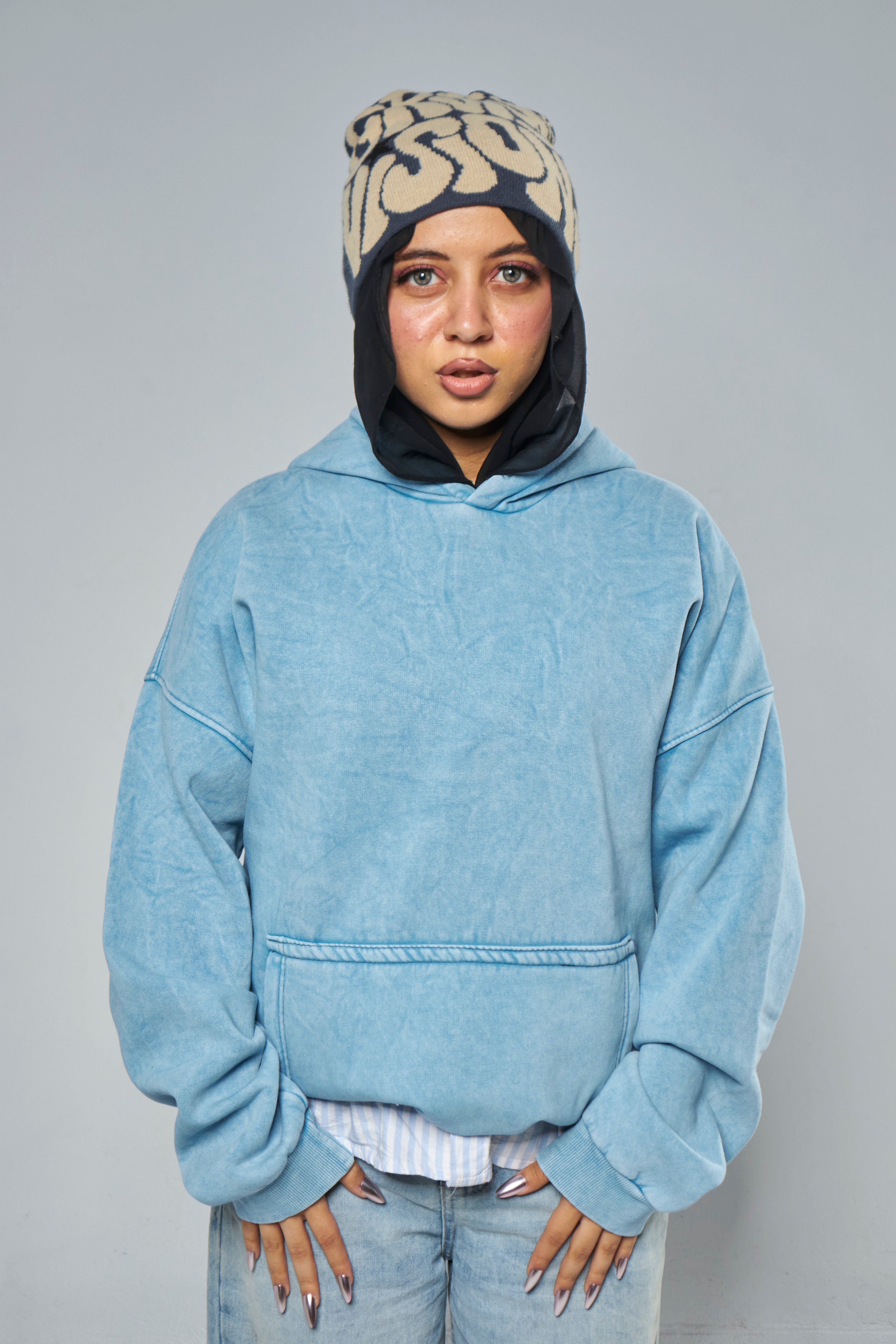 Washed Light Blue Hoodie