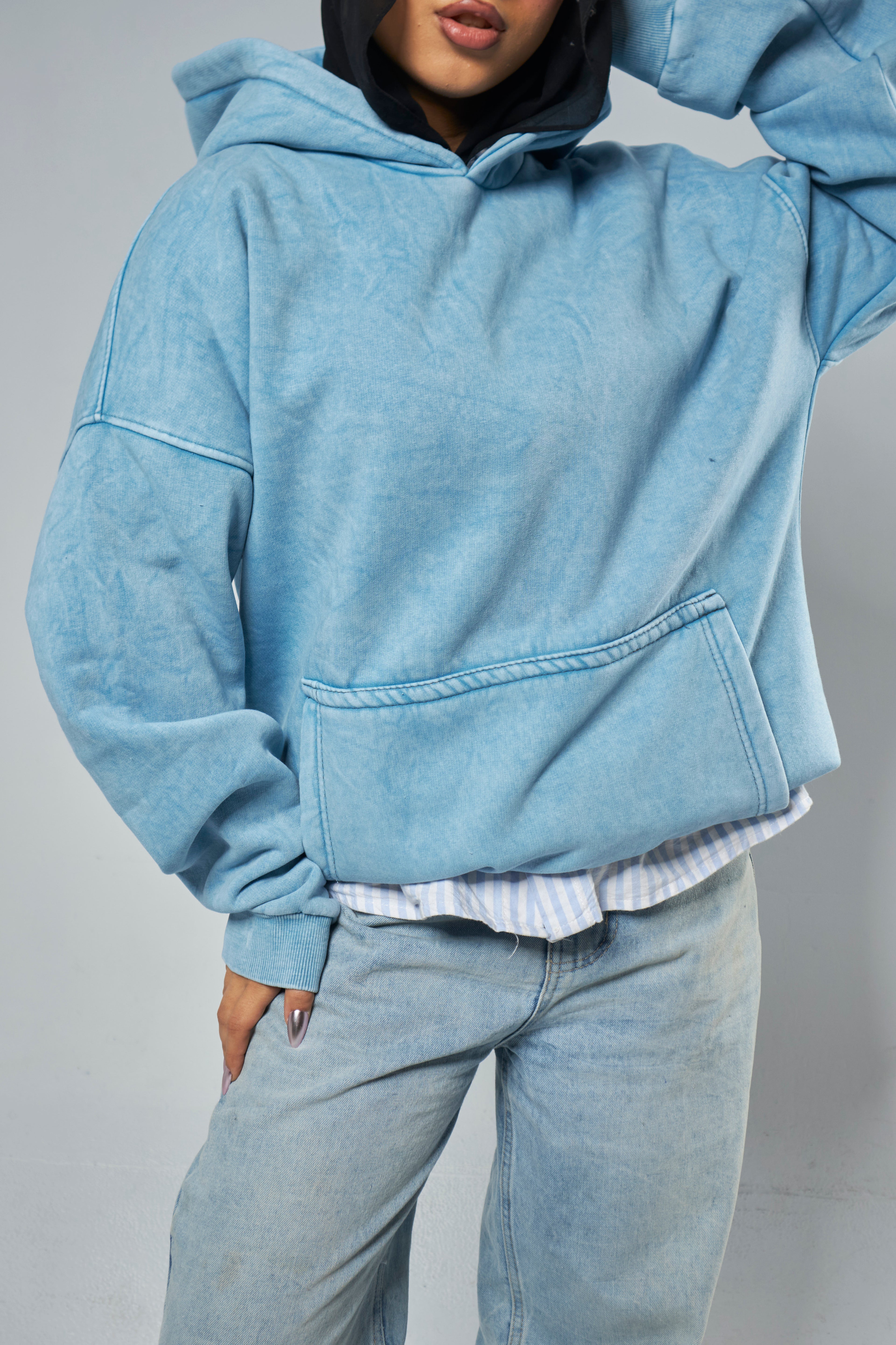 Washed Light Blue Hoodie